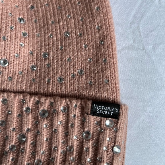 Victoria's Secret Blush/Pink & Rhinestone Stocking Cap Hat - Picture 2 of 6
